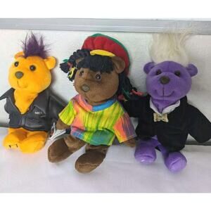Lot Of 3 Madacy Music Bear Collectable Jamaican Rasta Metal Moe Beethoven Bean